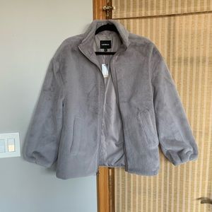 Express Faux Fur Zip Front Coat